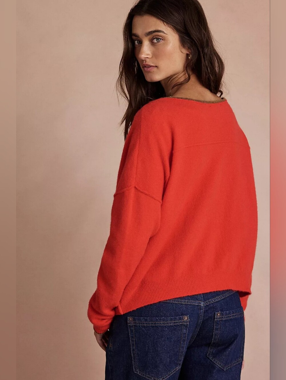 🪷NWT Free People See Me SoftSpun Pullover In High Risk Red Combo, XL 🌙 - Picture 11 of 16